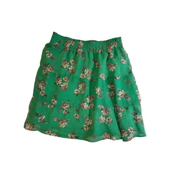 LOFT Green Floral Flowy Knee Length Skirt Size Small - Picture 5 of 6